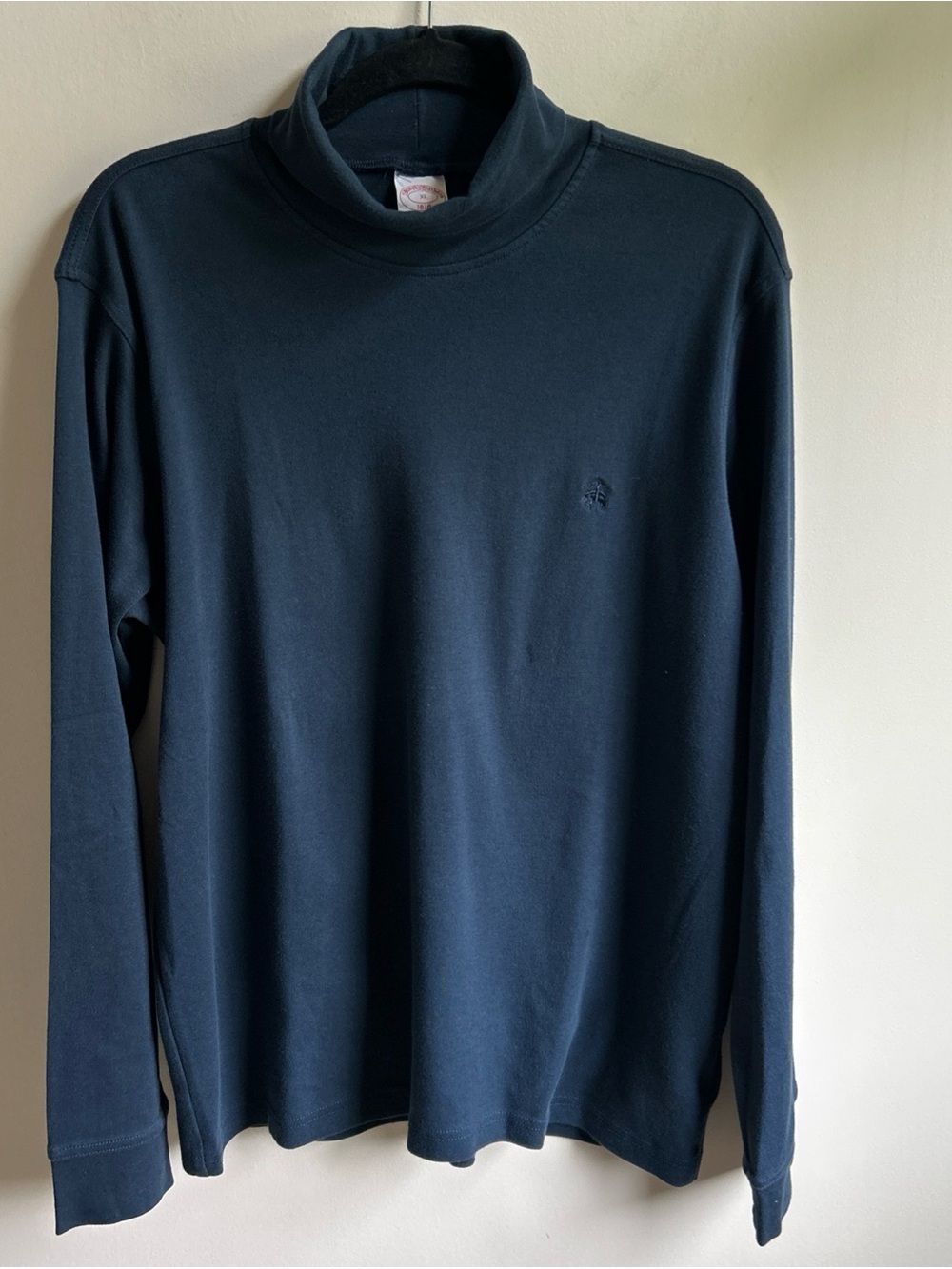 Women Navy Mock Neck Sweater T shirt 100% cotton